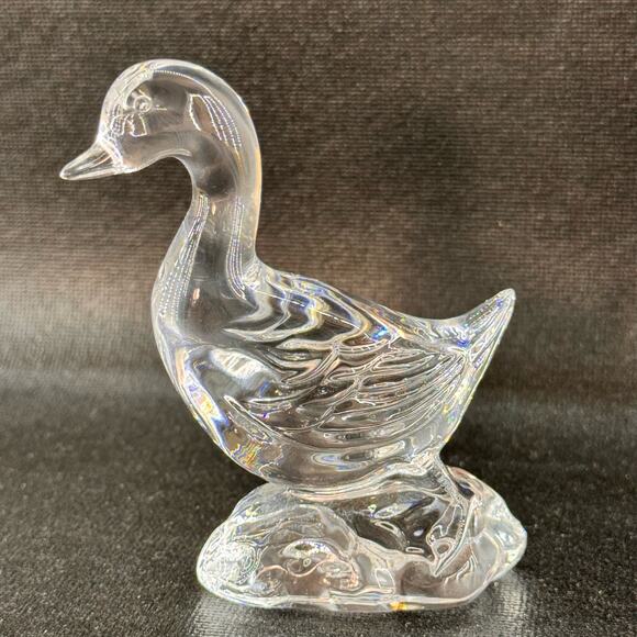 Vintage Waterford Crystal Goose Duck On Rock Figurine 4" Retired - Picture 1 of 8